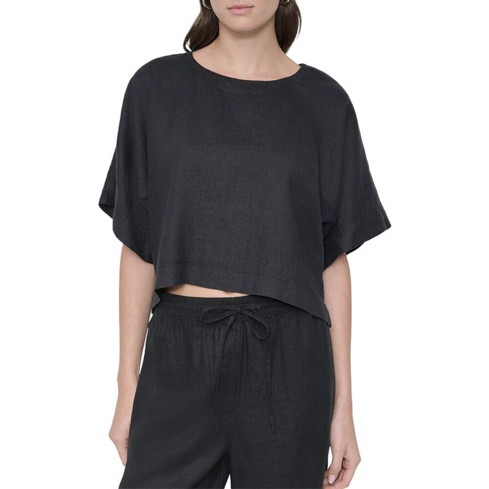 Dkny Womens  Drop Shoulder Linen Top